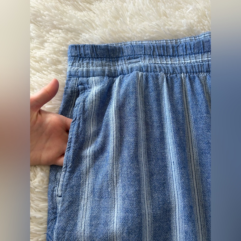Old Navy | Blue Striped Wide Leg Linen Pants - Picture 3 of 8